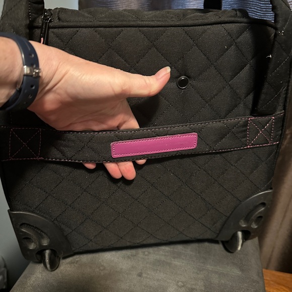 DELSEY Paris Rolling Laptop Tote Weekender Bag Quilted black Carry On Underseat - Picture 7 of 11